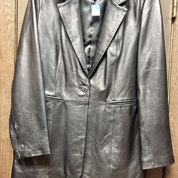 Denim&Com ladies xl black leather jacket - Picture 1 of 4
